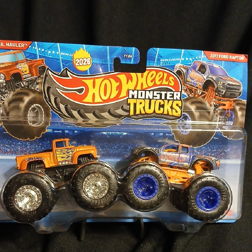 1956 Ford Vs Raptor F150 Hot Wheels Monster Trucks 2-Pack - Orange and Blue